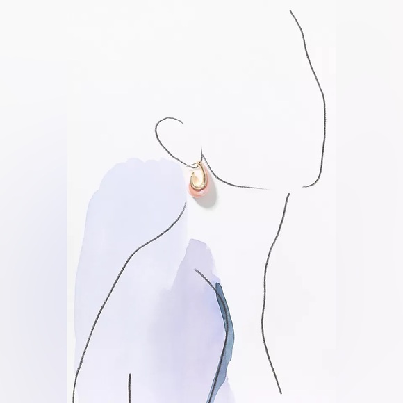 New Anthropologie Metal & Resin Tear Drop Hoop Earrings - Picture 6 of 16